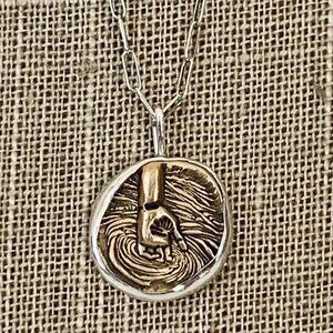 WATER Zodiac Element Pisces Cancer Scorpio Sign Bronze & Sterling Charm Necklace
